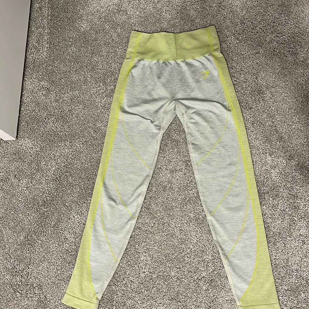 GymShark Lime Green and Grey Leggings in a Size XS